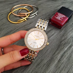 CONTENA Luxury Women's Silver Watch with Rhinestones - Stainless Steel Timepiece