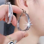 Fashion Needle- Woven Mesh Oval Hoop Earrings for Women Bridal Wedding Dangle Earring Valentines Day Gift Designer Jewelry Mujer