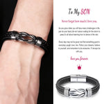 Braided Leather Knot Bracelet with Stainless Steel Magnetic Clasp - "To My Son, To My Grandson" Forever Love Jewelry Gift