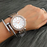 CONTENA Luxury Women's Silver Watch with Rhinestones - Stainless Steel Timepiece