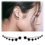 2 Gold Color Black White Gem 6 Rhinestone Ear Clip Earrings Women Simple Fashion Personality Student Girl Party Business Jewelry