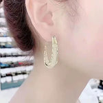 Fashion Needle- Woven Mesh Oval Hoop Earrings for Women Bridal Wedding Dangle Earring Valentines Day Gift Designer Jewelry Mujer