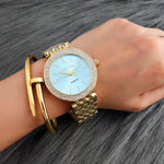 CONTENA Luxury Women's Silver Watch with Rhinestones - Stainless Steel Timepiece
