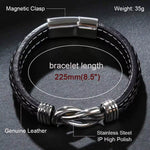 Braided Leather Knot Bracelet with Stainless Steel Magnetic Clasp - "To My Son, To My Grandson" Forever Love Jewelry Gift