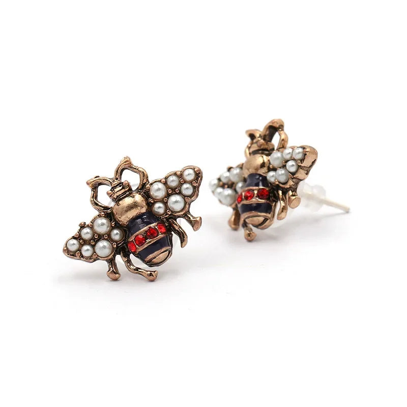 Vintage Crystal Bee Dangles Earrings