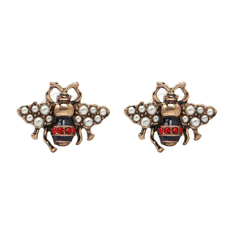 Vintage Crystal Bee Dangles Earrings