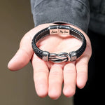 Braided Leather Knot Bracelet with Stainless Steel Magnetic Clasp - "To My Son, To My Grandson" Forever Love Jewelry Gift