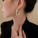 Fashion Needle- Woven Mesh Oval Hoop Earrings for Women Bridal Wedding Dangle Earring Valentines Day Gift Designer Jewelry Mujer