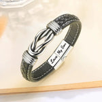 Braided Leather Knot Bracelet with Stainless Steel Magnetic Clasp - "To My Son, To My Grandson" Forever Love Jewelry Gift