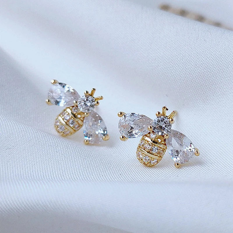 Boucles d'oreilles à tige Rinhoo Bee Boucles d'oreilles délicates en cristal