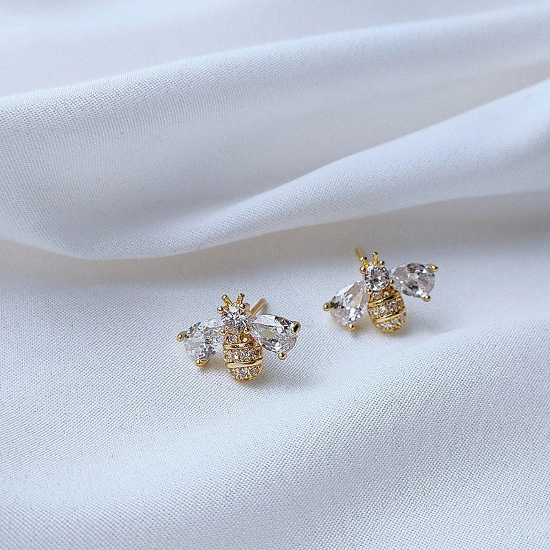 Boucles d'oreilles à tige Rinhoo Bee Boucles d'oreilles délicates en cristal