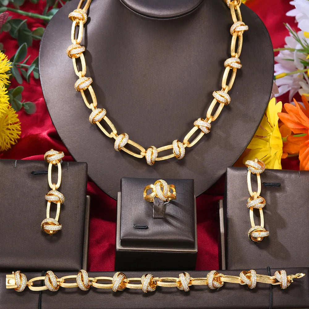 GODKI 4PCS Funny Twist Circle African Jewelry Set
