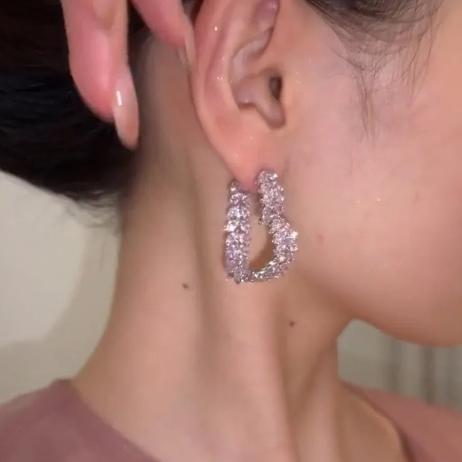 Petites boucles d'oreilles en zircon de style français