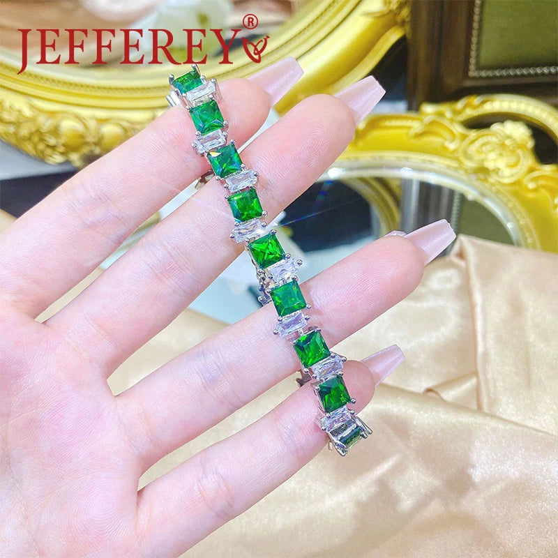 JEFFEREY 925 sterling silver emerald bracelet