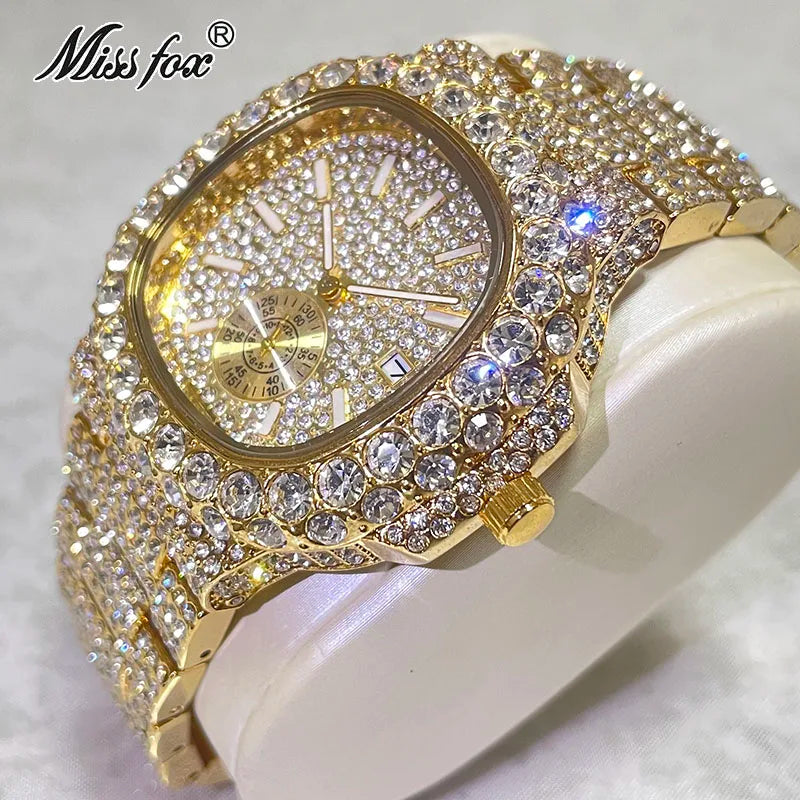 MISSFOX Fashion Iced Out Men's Watches
