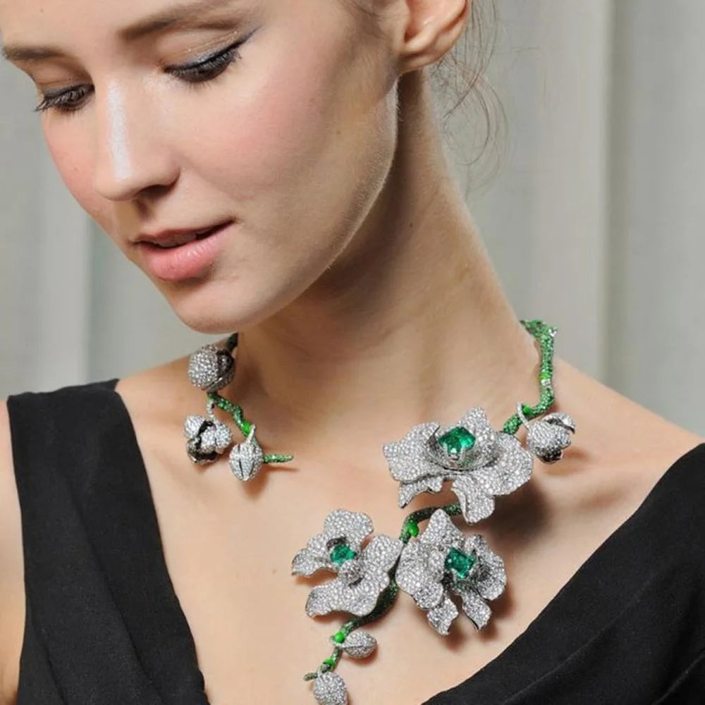 GODKI BIG Fashion 4PCS FLower African Jewelry Set