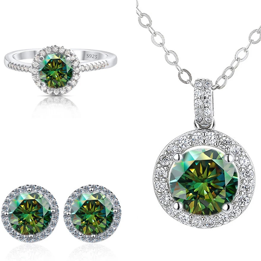 Parure de bijoux en argent sterling 925 et moissanite