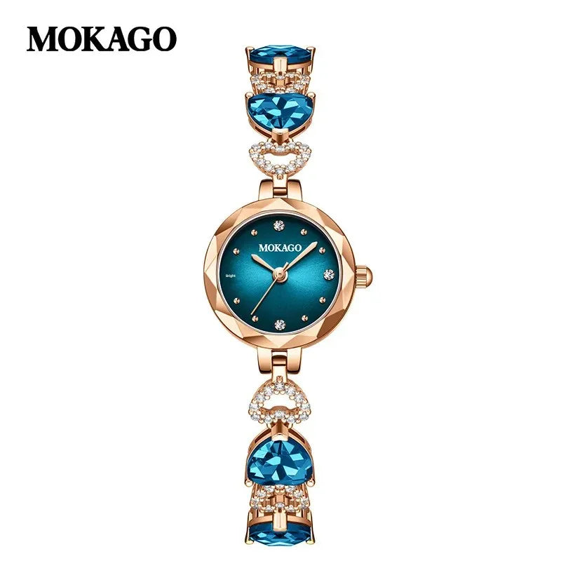 Montre-bracelet à quartz pour femme MOKAGO Crystal Jewelry Diamond