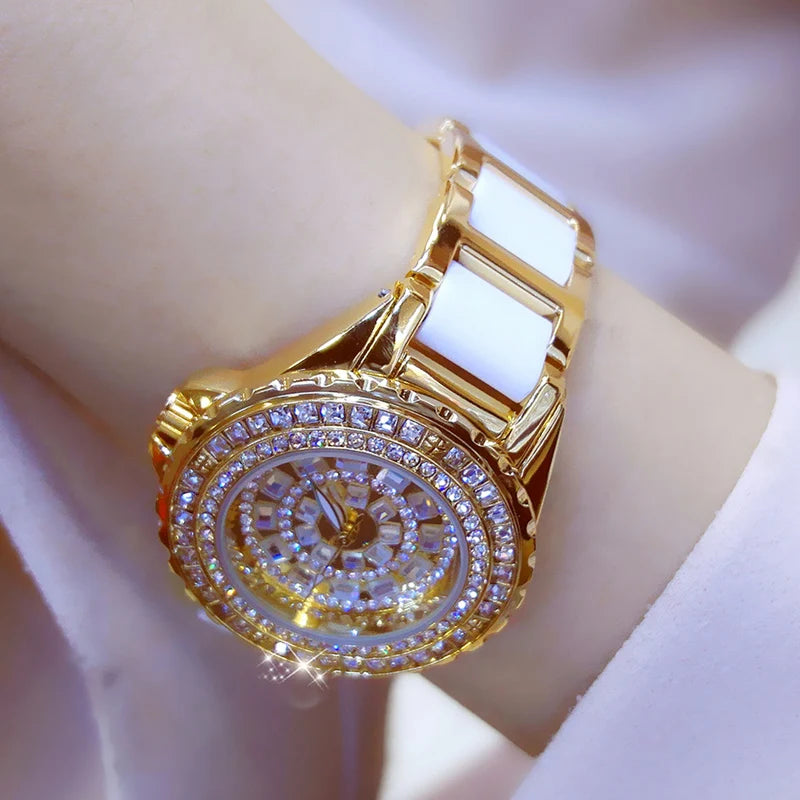 Women's Watches Full Diamond Watch Gold Bracelet Ceramic Strap