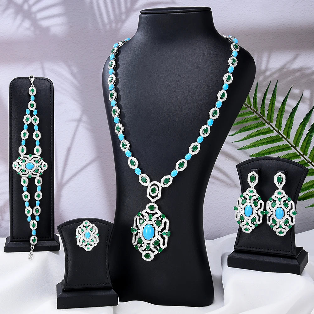 GODKI 4PCS Fashion Luxury African UAE Long Necklace